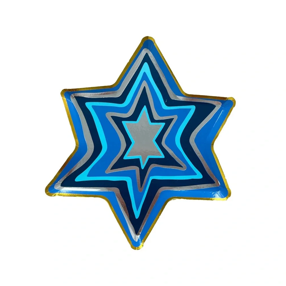 Blue and Gold Star Shaped Paper Plates